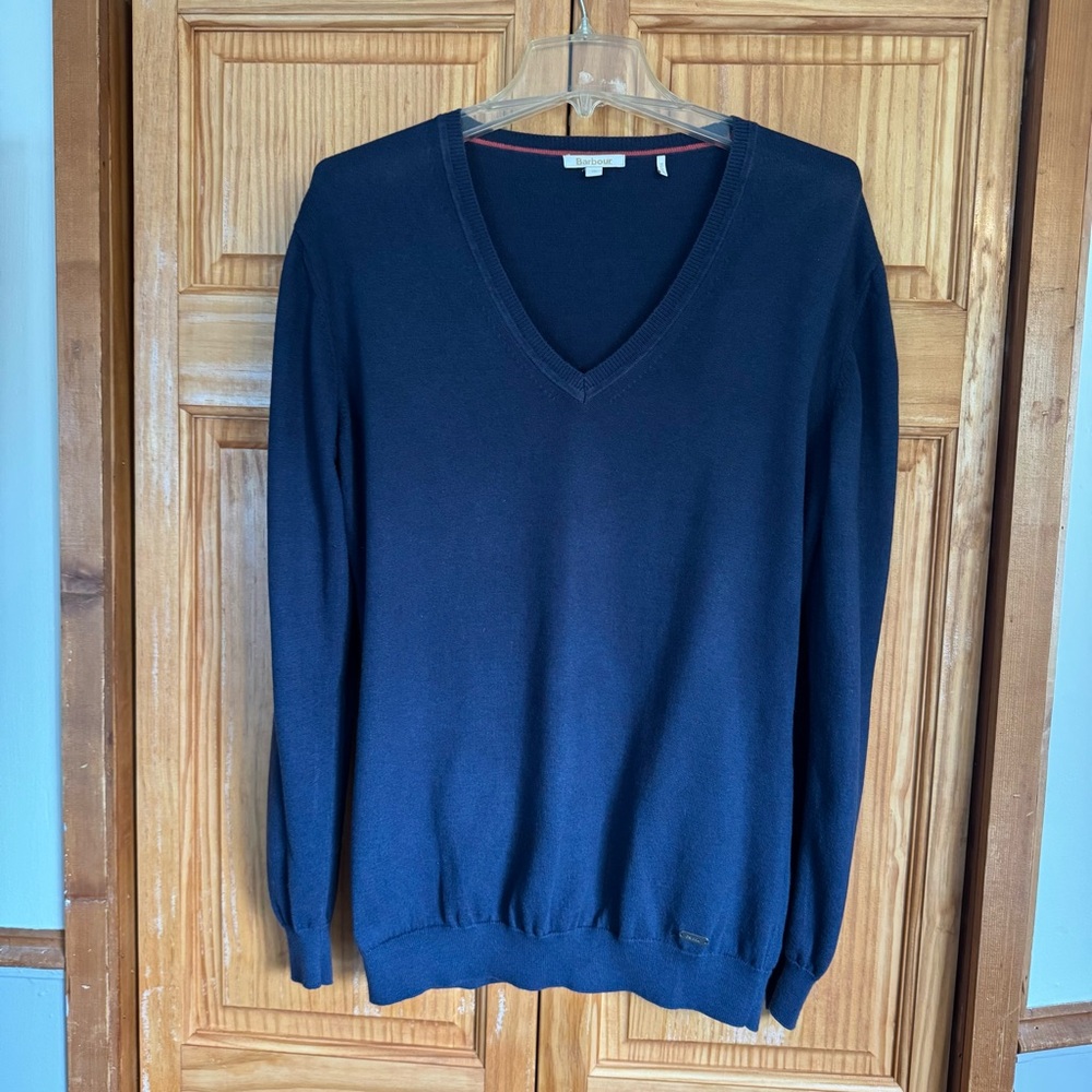 Barbour unisex navy v-neck sweater